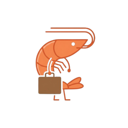 Minimalistic shrimp with a suitcase